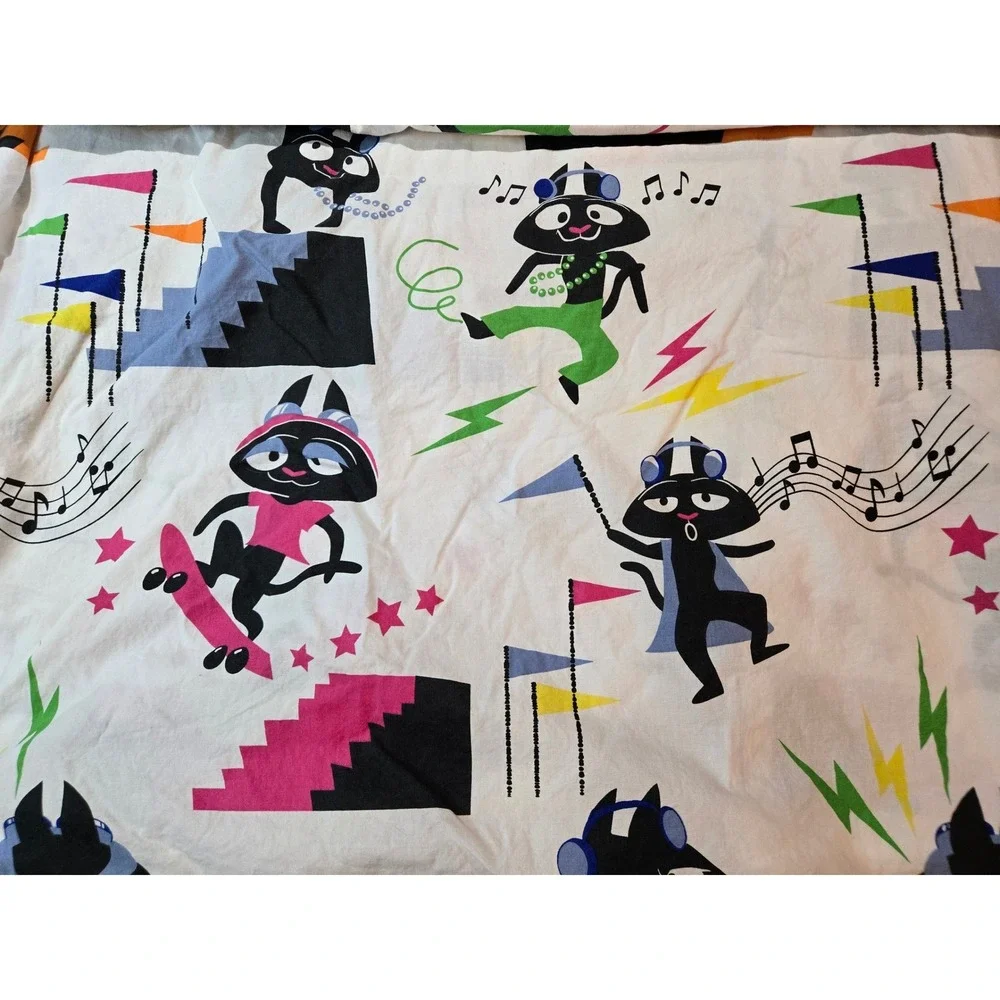 Unbranded‎ Cartoon Skater Cat Twin Duvet Cover Multicolor Retro 90s Style Good